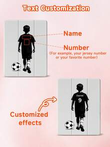 Ayotu Funda protectora personalizada para tableta con diseño de niño futbolista, compatible con la 10.ª generación, Air 11" (M2)-2024, Tab A7 Lite 8.7", con ranura para lápiz, tapa trasera transparente, ranura integrada para lápiz, soporte plegable de tres pliegues, compatible con la función de suspensión/activación magnética, personalizada para aficionados al fútbol, familia y amigos - Multicolor - Ver 3