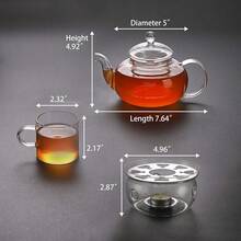 27 Oz Glass Ing Tea Maker Teapot With A Warmer And 6 Tea Cups (4.35 Oz Cup With A Handle) - Nhiều màu - Xem 5