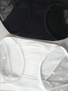 4 pièces Culottes taille basse sexy style triangle en maille transparente de couleur unie pour femmes. Série ultra fine en maille semi-transparente, modèle simple et personnalisé pour l'été.