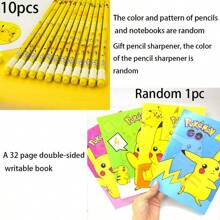 pokemon 12 Pikachu Taschenmonster Bleistift Set, Cartoon Bleistifte mit schwarzem Kern und grobem Holz, Schul- und Büroartikel, Halloween, Weihnachtsgeschenk, 12 Bleistifte inklusive Anspitzer, Schulmaterial, Schulanfang