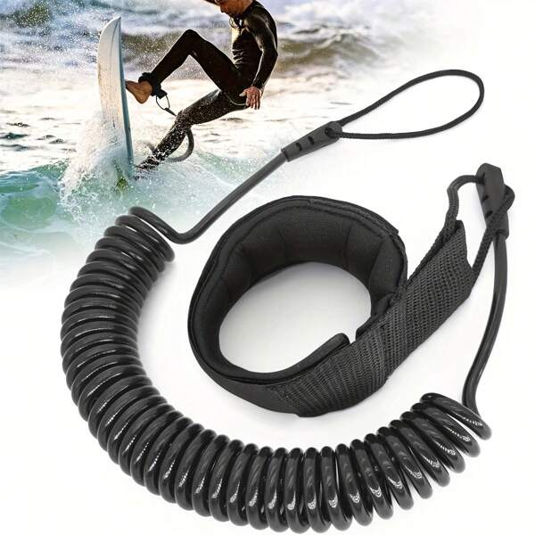 1 Stück Surf Leash der erweiterten Ausführung, aus TPU, schwarz, leichtgewichtig, mit maximaler Festigkeit, für alle Arten von Surfboards
