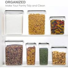 THELIFE Set de 3 tarros de almacenamiento de alimentos herméticos de extra grande, de 5.2L, cajas de almacenamiento de cocina para azúcar, pasta, harina, granos, arroz, color negro. Apropiado para escenas del hogar