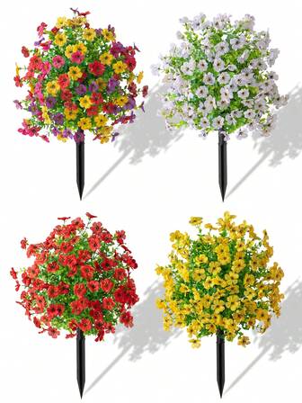 1pc Vibrant Violet Daisy Artificial Flower - With Ground Nail Spikes, Artificial Boxwood Pot Planting Ball Tree, Plastic Sunflower Artificial Shrub, Nordic Style Home Decoration, Suitable For Courtyard Decoration, Garden Decoration, Terrace Decoration, Wedding Decoration