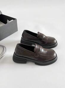 2025 Spring New Japanese Style Brown Thick Sole Increased Height Loafers, Retro British Style JK, Versatile Flats (Run Small By One Size)