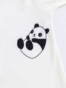 3pcs Cute Panda & Striped Print Long Sleeve Footie Jumpsuit For Baby Boys, All Season - Blue and White - View 5