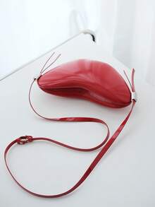 1 件红唇形不对称风格手提包，优雅时尚配饰礼物，适合女性，适合派对、婚礼，简约设计 - 酒紅色 - 查看 2
