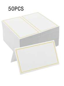50 张/20 张带金箔边的帐篷卡，优雅的座位卡，空白名片，礼品卡，适用于婚礼、晚宴、派对和活动