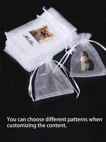 10/5pcs Custom Pearl Gauze Bag, Customized Photo Text Solid Color Candy Packaging Bag, Drawstring Gift Packaging Bag, Solid Color Mesh Bag, Suitable For Holiday Gift Packaging, Wedding Gift Packaging, Party Gift Packaging, Daily Jewelry Storage Bag, Gifts For Dad, Mom, Son, Daughter, Friends, Classmates, Neighbors, Suitable For Daily Use, Office, Kitchen, College, Birthday, Graduation Ceremony - White - View 3