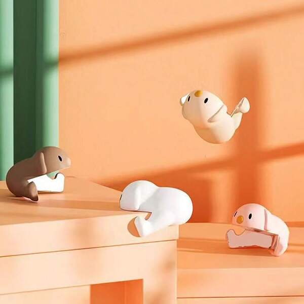1 pieza / 4 piezas Protector de borde de silicona con forma de perrito pequeño creativo, protector de muebles del hogar, mesa de café, escritorio