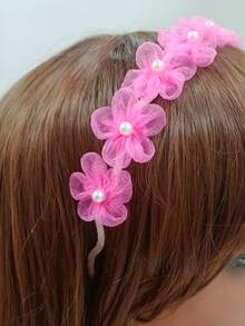 1 Băng đô thiết kế hoa và ngọc trai nhiều màu cho bé gái, đa năng và thời trang - A - Xem 6