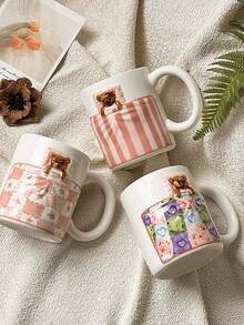 Cartoon Coffee Cup Ceramic Water Mug, Cute Creative Office Home Breakfast Oatmeal Milk Cup - Multicolor - View 12