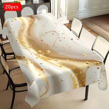 1/20 Stücke elegante goldene und weiße Marmorierung Tischdecke - luxuriöses Polyester, rechteckige Tischdecke für Zuhause, Büro oder Schreibtischnutzung, perfektes Geschenk für Feiertage, Esszimmer Dekoration