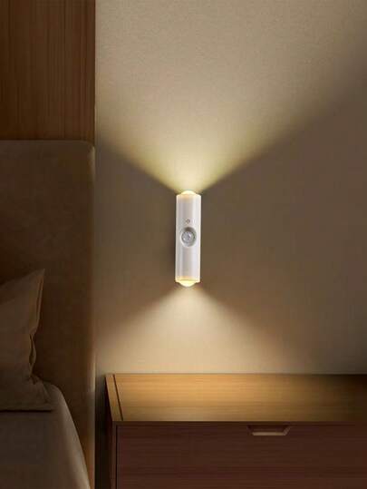 1pc Magnetic Rechargeable LED Wand Light, Motion Sensor Night Wireless Lamp, Battery Powered, Adhesive Rotatable, Portable Easy Installation, Adjustable Temperature Brightness, Corridor, Bathroom, Bedroom, Kitchen, Cabinet, Stairs, Entrance, Bedside, Table, Closet, Home Living Room Bedside Cordless Verlichting view 9