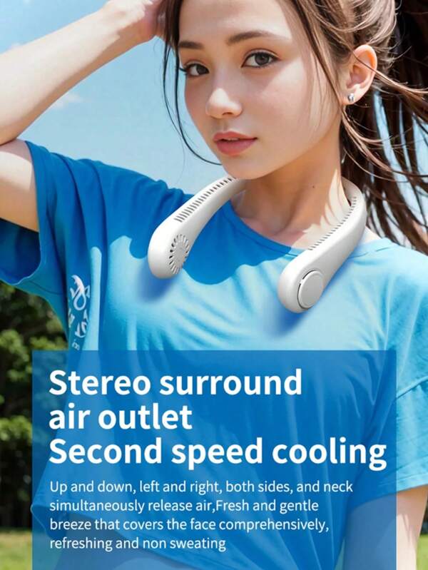 AIR Portable Neck Fan Air Conditioner Cooling Neck, 800mAh USB Rechargeable Hanging Neck Fan, 3-Speed Wind, Bladeless Fan, Suitable For Indoor And Outdoor Travel In Summer, Multiple Colors To Choose From