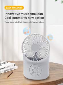 新款带风扇蓝牙音箱二合一桌面无线蓝牙 5.1 音箱户外便携式手持音箱风扇 3 档可调风速内置麦克风 1200 毫安时电池，电池寿命长特别创意音乐风扇节日礼物生日礼物