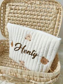 Personalized Diaper Bag With Embroidered Bear & Rabbit Designs - Adorable Travel Tote Bag, Suitable For New Moms, Can Customize Name As Baby Shower Gift, Delivery Gift, Newborn Essential, Modern, Colorful, Cute - Multicolor - View 10