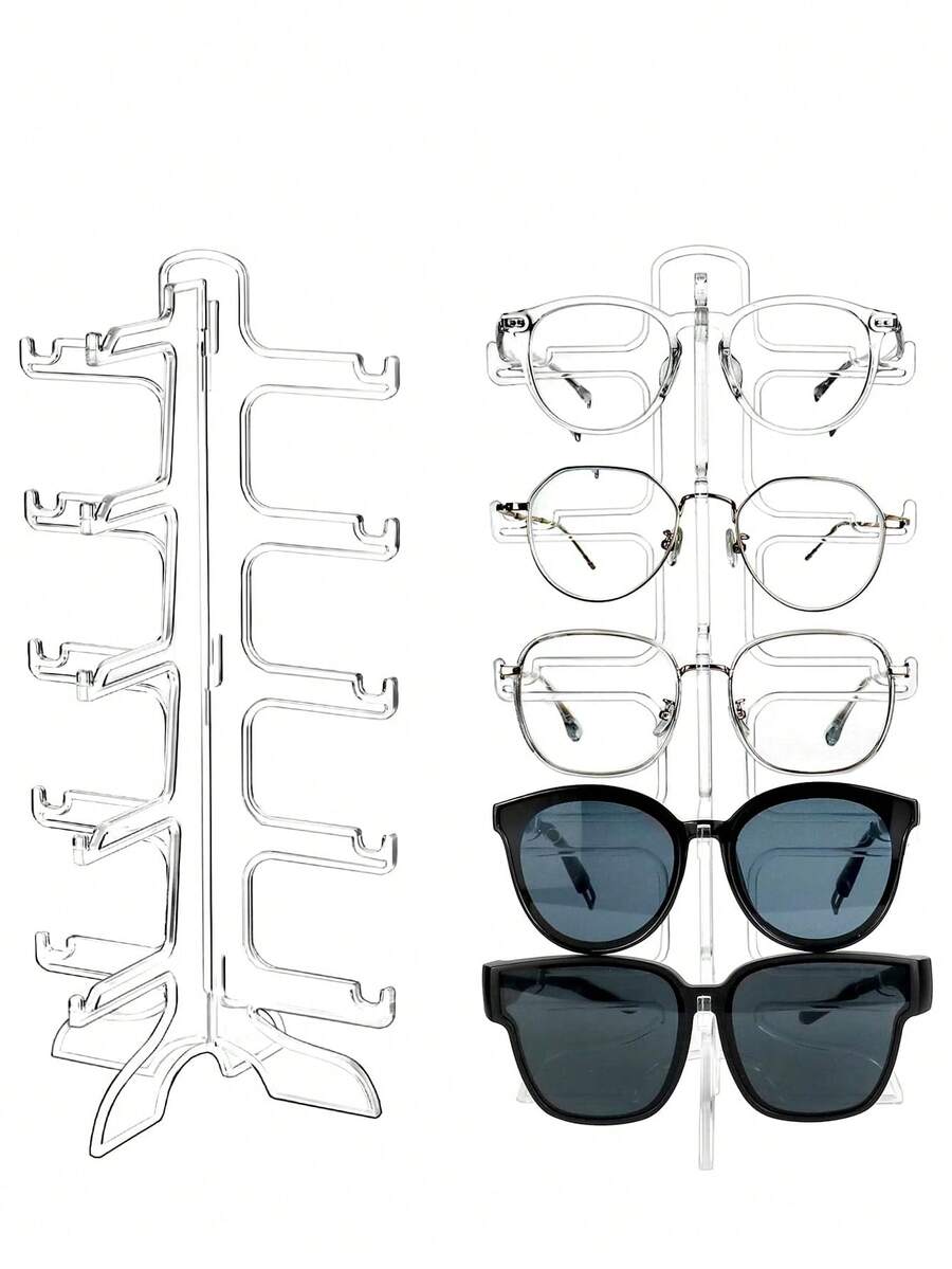 Sunglasses Display Stand Frame Multi-Layer Glasses Jewelry Necklace Pendant Holder Organizer, Eye-Catching Acrylic Sunglasses Display Rack Stand For Shop Retail Store Exhibition, Crystal Clear Glass Jewelry Display Stand Showcase