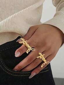 Stainless Steel Custom Personalized Name Opening Ring. Elegant And Stylish Boho Jewelry. Birthday/Wedding Anniversary Gift. Unisex, Daily And Party, Perfect For Daily Or Special Occasions, Hip Hop Style