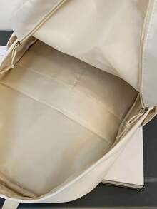 女士大容量多功能背包，带字母图案吊坠 - 黑色 - 查看 5