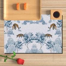 Set de 4 o 6 individuales, decoración del hogar, individual de lino estilo moderno de porcelana azul y blanca impresa, adecuado para mesas de comedor, decoración versátil de temporada en primavera, verano, otoño e invierno, individual de mesa lavable de estilo moderno, resistente al calor, resistente a las manchas, decoración de habitación, individual, posavasos, individual de mesa de cocina, decoración de fiesta, decoración del hogar, regalo ideal