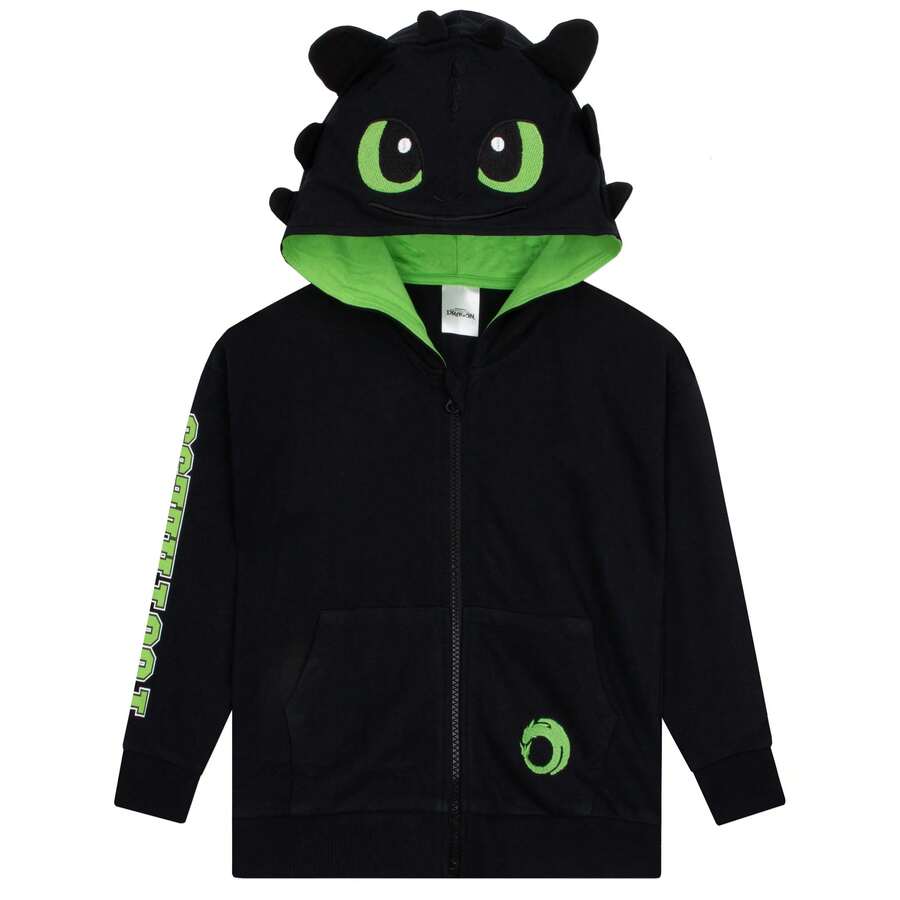 How to Train Your Dragon Boys Hoodie, Toothless Kids Hoodie, Dragon Hooded Sweatshirt - Black - View 1