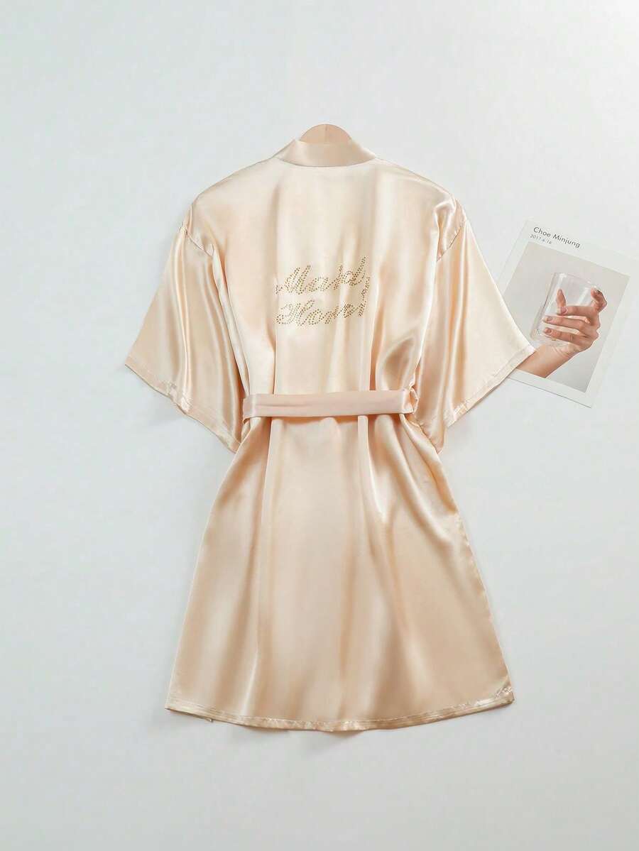 1PC Hotfix Rhinestones Bathrobe,Bride & Bridesmaid Dress Gown Initial Letter Robe, Morning Robe And Sleeping Robe,Bridal Party Prep Wear, Wedding Ceremony & Reception Accessories Pajama Ladies Spring Summer Wedding Bridesmaid Pajama Bride Dress Bestie Party Embroidered Bathrobe Bride Bathrobe Wedding Party Wedding Supplies Outdoor Wedding Holiday Party Supplies Back To School - Champagne Bridesmaid - View 1
