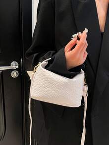 2025新款法式高端编织女士手提包，西式饺子包，小众质感通勤包，多功能托特包 - 白色 - 查看 4