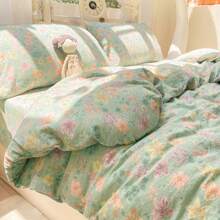 3pcs Set: 1pc Duvet Cover + 2pcs Pillowcase (No Filling), Fresh & Skin-Friendly Bedding Set, New Wrinkle Double Layer Gauze Duvet Cover, Cream Cloudy Soft Texture, Suitable For Home & Dorm, Single 150*200cm, Double 200*230cm