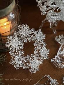 Christmas Ornaments, Transparent Acrylic Plastic Pendants, Glitter Powder And Sequins, Elk, Snowflake And Christmas Tree Ornaments, Decorative Accessories Suitable For Holiday Decorations. Home Decor Christmas Decorations Room Decor - Multicolor - View 9