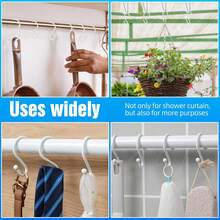 Shower Curtain Hooks, Metal Shower Hooks For Shower Curtain Rod, Rust Proof Metal Shower Curtain Rings, S Hook Set Of 12,White. - White - View 7