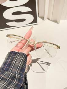 Classic Men's Metallic Plain Glass Eyeglasses