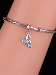 A Delicate 925 Sterling Silver Piece Set With Zirconia, Seahorse, Marine Creatures, DIV Beads, Jewelry For Women, Silver Jewelry, Daily Wear, Gift