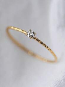 1 件不锈钢方晶锆石镶嵌简约精致星形戒指，奢华优雅，适合女性 - 迷你小鑽戒指 - 查看 2