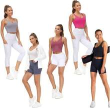 Women's Sports Vest Solid Color Wide Shoulder Strap Beauty Back No Underwire Yoga Underwear Fitness Bra - 淺灰色 - 查看 8