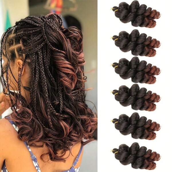 6 Packs Synthetic French Loose Curl Hair Extension 10 Inch Loose Wave Crochet Braid Heat Resistant French Curl Spiral Curl Hair Extensions