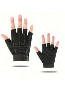 1 Par de Guantes de Medio Dedo para Niños de Verano - Resistentes al desgaste, Antideslizantes, Guantes para Deportes al Aire Libre, Apropiados para Patinaje, Correr, Senderismo - Negro, con Diseño Verde y de Camuflaje, Tejido de Punto, Cremallera, Equipo para Exteriores | Guantes de Camuflaje | Textura de Punto, Guantes para Niños