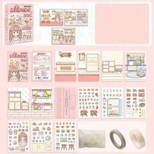 无需裁剪的卧室泡泡浴蓝色浴室可爱3D贴纸书，可用于风景拼贴、角色扮演、安静的手工活动 - 彩色 - 查看 12