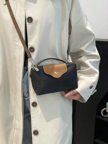 1 件时尚手提包小方包，时尚百搭女士单肩包斜挎包，纯色迷你钱包，可装手机、硬币、口红，日常使用，通勤