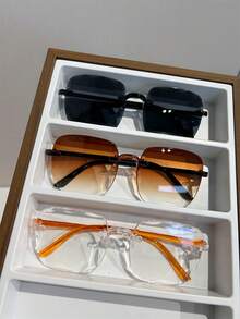 3副新款方形时尚男士眼镜，高端休闲风，适合海滩、旅行、骑行、钓鱼、返校季等场合。 - 彩色 - 查看 1