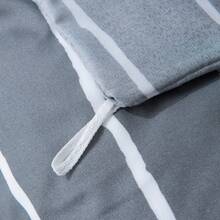 Grey And White Striped Comforter Set Microfiber 2/3pieces Queen Duvet Cover Set Full 90"X90"With Zipper Closure And 2 Pillow Shams Soft Lightweight Hotel Grey Bedding Set Gray Striped Duvet Cover Set - 灰白 - 查看 7