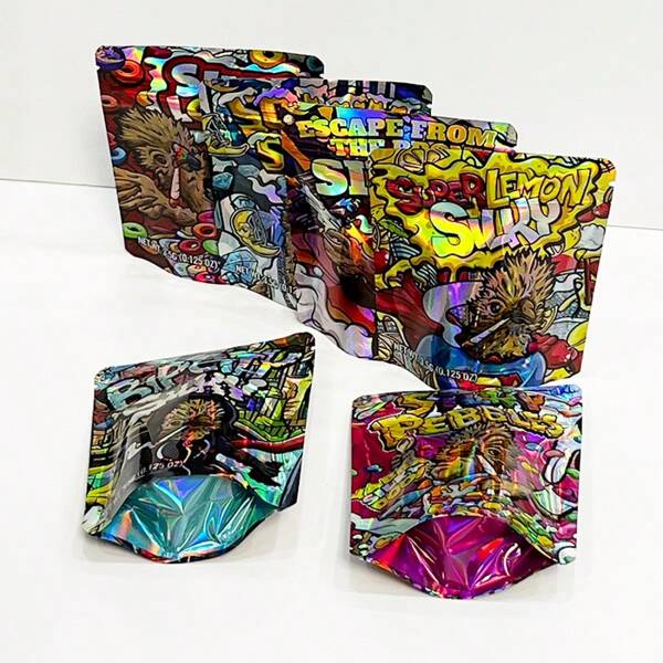 3.5g Mylar Bags,3.5 Grams Stand Up Pouches,100pcs Laser Holographic Rainbow 3D Bags,Colorful Deodorant Bags And Resealable Aluminum Foil Bags Polymer Film Sample Bags,Perfect For Party Food Storage,Mother's Day Jewelry Gift Bag,Birthday,Bride,Wedding,Smell Proof Candy Gummy Packaging Pouch