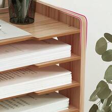 7 Layer Office Filing Tray Letter Rack Desk Organiser Paper A4 Document Holder - Wood Color - View 8