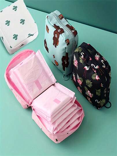 Minimalist Design Sanitary Napkin Storage Bag, Multifunctional Travel Cosmetic Bag, Makeup Bag, Lipstick Case, Key Chain, Cable Organizer, Ideal Gift