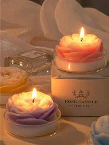 2Pcs Handcrafted Rose & Peony Flower Scented Candle Perfect For Yoga, Meditation, And Relaxation! Shaped Like A Lotus With Rich Fragrances, It's Reusable – You Can Use It As An Incense Burner Or Storage For Yoga Items.