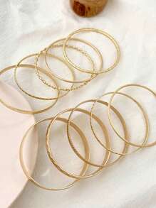 10 Pieces Of Fashionable Steel Bracelets, Suitable For Women And Men, Twisted Texture Bracelets, Gold And Silver Jewelry, Personalized Streetwear, Gothic Gifts (With Slight Irregular Marks On The Surface)
