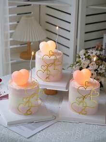 5 件/1 件简约心形亚克力蛋糕装饰，适合毕业典礼、生日、蛋糕、派对、单身派对、杂志派对、派对装饰