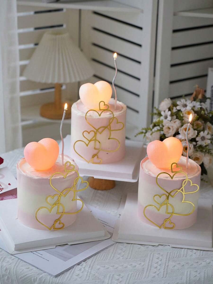 5 件/1 件简约心形亚克力蛋糕装饰，适合毕业典礼、生日、蛋糕、派对、单身派对、杂志派对、派对装饰