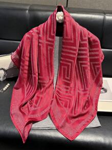 1 pieza Bufanda de mujer minimalista con estampado geométrico brillante, chal suave elegante, hijab, chal, pañuelo de cabeza perfecto para todas las estaciones, protección UV ligera