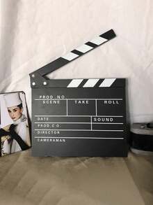 1pc Wooden Movie Clapperboard, Black & White Wooden Director's Film Editing Action Scene Clapper Board, Creative Desktop Decor, Photography Prop, Suitable For Room, Home, Festival, Celebration, Indoor & Outdoor Use, 7.9x7.9 Inches, 20x20 Cm - Multicolor - View 4