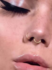 3Pcs/1Pc Fake Nose Ring Nasal Septum Faux Piercing Jewelry 8Mm Fake Nose Ring Hoop For Faux Lip Septum Nose Ring Set Fake Lip Ring Lip Nail New No Need For Perforation - Multicolor - View 7